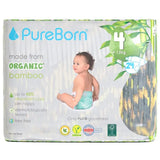 PureBorn Organic Bamboo Ultra Soft (7 - 12 kg) Nappies Size 4 Leopard Print - 24 Pcs
