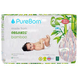PureBorn Organic Bamboo Ultra Soft (3 - 6 kg) Nappies Size 2 Sunflower Print - 128 Pcs