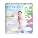 PureBorn Organic Bamboo Ultra Soft (16 - 20 kg) Nappies Size 6 Cloud Print - 20 Pcs