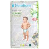 PureBorn Organic Bamboo Ultra Soft (11 - 18 kg) Nappies Size 5 Leopard Print - 44 Pcs