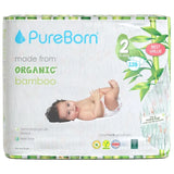 PureBorn Organic Bamboo Ultra Soft (3 - 6 kg) Nappies Size 2 Daisy Print - 128 Pcs