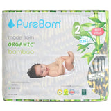 PureBorn Organic Bamboo Ultra Soft (3 - 6 kg) Nappies Size 2 Leopard Print - 128 Pcs