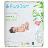 PureBorn Organic Bamboo Ultra Soft (3 - 6kg) Nappies Size 2 Daisy Print - 64 Pcs