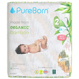 PureBorn Organic Bamboo Ultra Soft (3 - 6kg) Nappies Size 2 Pineapple Print - 64 Pcs
