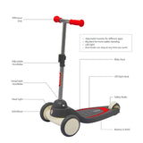 Qplay Mika LED Kids Scooter with 3 Light Modes - Red