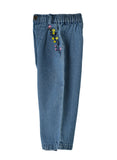 Jelliene Girls Denim Pants with Floral Embroidery