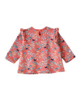 Jelliene Baby Floral Top with Ruffle Detail - Coral