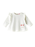 Jelliene Baby Top with Bunny Pocket and Ruffles - White