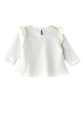 Jelliene Baby Top with Bunny Pocket and Ruffles - White