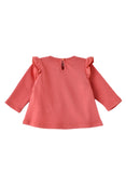 Jelliene Baby Top with Bunny Pocket and Ruffles - Coral