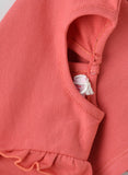 Jelliene Baby Top with Bunny Pocket and Ruffles - Coral