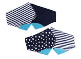 Eazy Kids Reversible 2in1 Teething Bib - Stars and Strips - Navy Blue