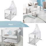 Roba 4-In-1 Wooden Convertible Bedside Crib & Bedding Set - Taupe