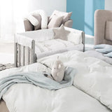 Roba 4-In-1 Wooden Convertible Bedside Crib & Bedding Set - Taupe