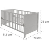 Roba Convertible Star Magic Baby Cot Set To Junior Bed with Bedding Set - Taupe