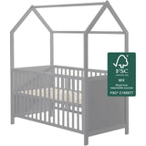 Roba Convertible Wooden House Baby Cot Bed To Junior Bed - Taupe