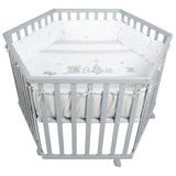 Roba Wooden Hexagonal Playpen With Bumper, Wheels With Brakes, Height Adjustable - Taupe