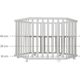 Roba Wooden Hexagonal Playpen With Bumper, Wheels With Brakes, Height Adjustable - Taupe