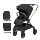 Kidilo Stroller With Bag & Foot Cover - Black