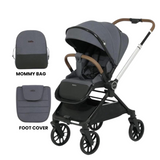 Kidilo Stroller With Bag & Foot Cover - Dark Grey