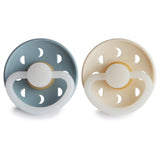 Frigg Moon Phase Latex Baby Pacifier 0-6M, 2Pack, Stone Blue Night/Cream Night - Size 1 - Laadlee