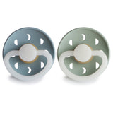 Frigg Moon Phase Latex Baby Pacifier 0-6M, 2Pack, Stone Blue Night/Sage Night - Size 1 - Laadlee