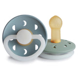 Frigg Moon Phase Latex Baby Pacifier 6M-18M, 2Pack, Stone Blue Night/Sage Night - Size 2 - Laadlee