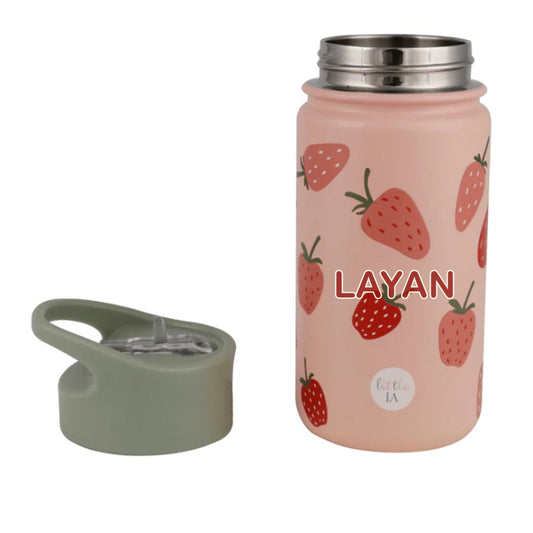 Little IA Strawberry Insulated Water Bottle - 420ml - Laadlee