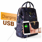 Sunveno Dream Galaxy Diaper Bag with USB Charging Port and Changing Mat - Blue