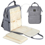 Sunveno Stylish Diaper Travel Backpack XL With Stroller Straps & Changing Pad - Grey