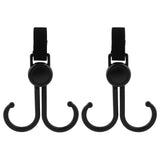 Sunveno 360 Degree Rotatable and Adjustable Velcro Strap Stroller Hook - Black (Pack of 2)