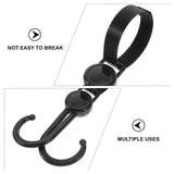 Sunveno 360 Degree Rotatable and Adjustable Velcro Strap Stroller Hook - Black (Pack of 2)