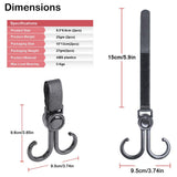 Sunveno 360 Degree Rotatable and Adjustable Velcro Strap Stroller Hook - Black (Pack of 2)