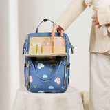 Sunveno Unicorn Diaper Travel Backpack XL With Stroller Straps & Changing Pad - Blue