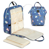 Sunveno Unicorn Diaper Travel Backpack XL With Stroller Straps & Changing Pad - Blue