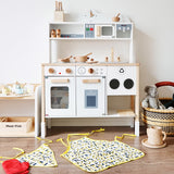 Little Angel Kids Wooden Kitchen Interactive Pretend Play Set - White