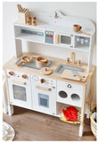 Little Angel Kids Wooden Kitchen Interactive Pretend Play Set - White