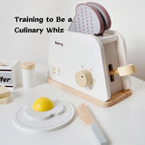 Little Angel Kids Wooden Breakfast Toaster Play Set - White