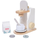 Little Angel Kids Wooden Kitchen Coffee Maker Play Set - White