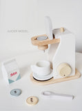 Little Angel Kids Wooden Kitchen Coffee Maker Play Set - White