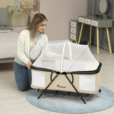 Teknum 3-in-1 Baby Cot/Cradle With Mosquito Net & Wheels – Ivory