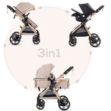 Teknum Travel System With 3In1 Prime Stroller, Adaptor And Infant Car Seat - Beige