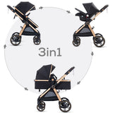 Teknum Travel System With 3In1 Prime Stroller, Adaptor And Infant Car Seat - Black
