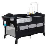 Teknum 4-in-1 Baby Bedside Co-Sleeper Bassinet And Playpen with Rocker Black