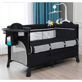 Teknum 4-in-1 Baby Bedside Co-Sleeper Bassinet And Playpen with Rocker Black