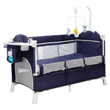 Teknum 4-in-1 Baby Bedside Co-Sleeper Bassinet And Playpen with Rocker - Navy Blue