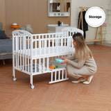 Teknum 4-in-1Wooden Bedside With Storage And Height Adjustment - White