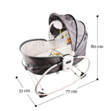 Teknum 5-in-1 Cozy Rocker Bassinet With Awning & Mosquito Net- Grey