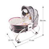 Teknum 5-in-1 Cozy Rocker Bassinet With Awning & Mosquito Net- Pink