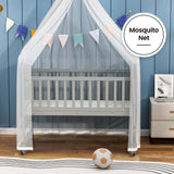 Teknum 7-in-1Convertible Kids Bed & Bedside Crib With Mattress, Mosquito Net & Detachable Wheels - Grey